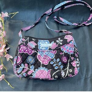 Vera Bradley Black and Purple Floral Crossbody Bag